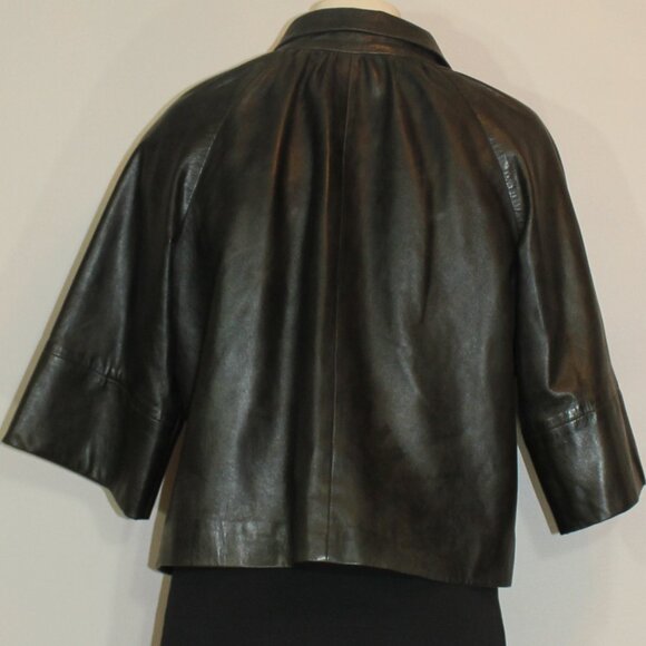 Marc.a.Dolchi leather 3/4 sleeve brown 1 button design lined  jacket size Medium - Picture 4 of 7